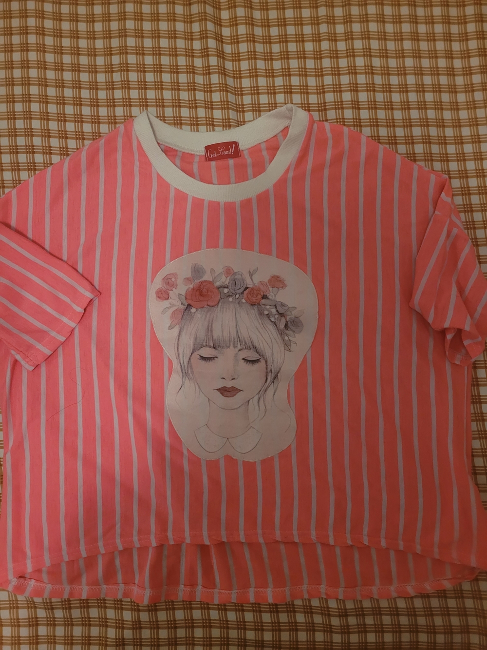 Pink Striped Floral Girl Graphic Tee